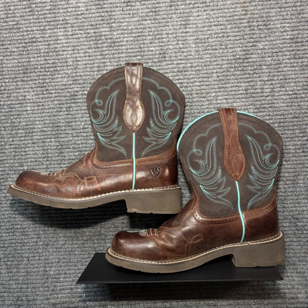 Ariat Fatbaby Heritage Brown Turquoise Western Boots Womens 10B 10016238
